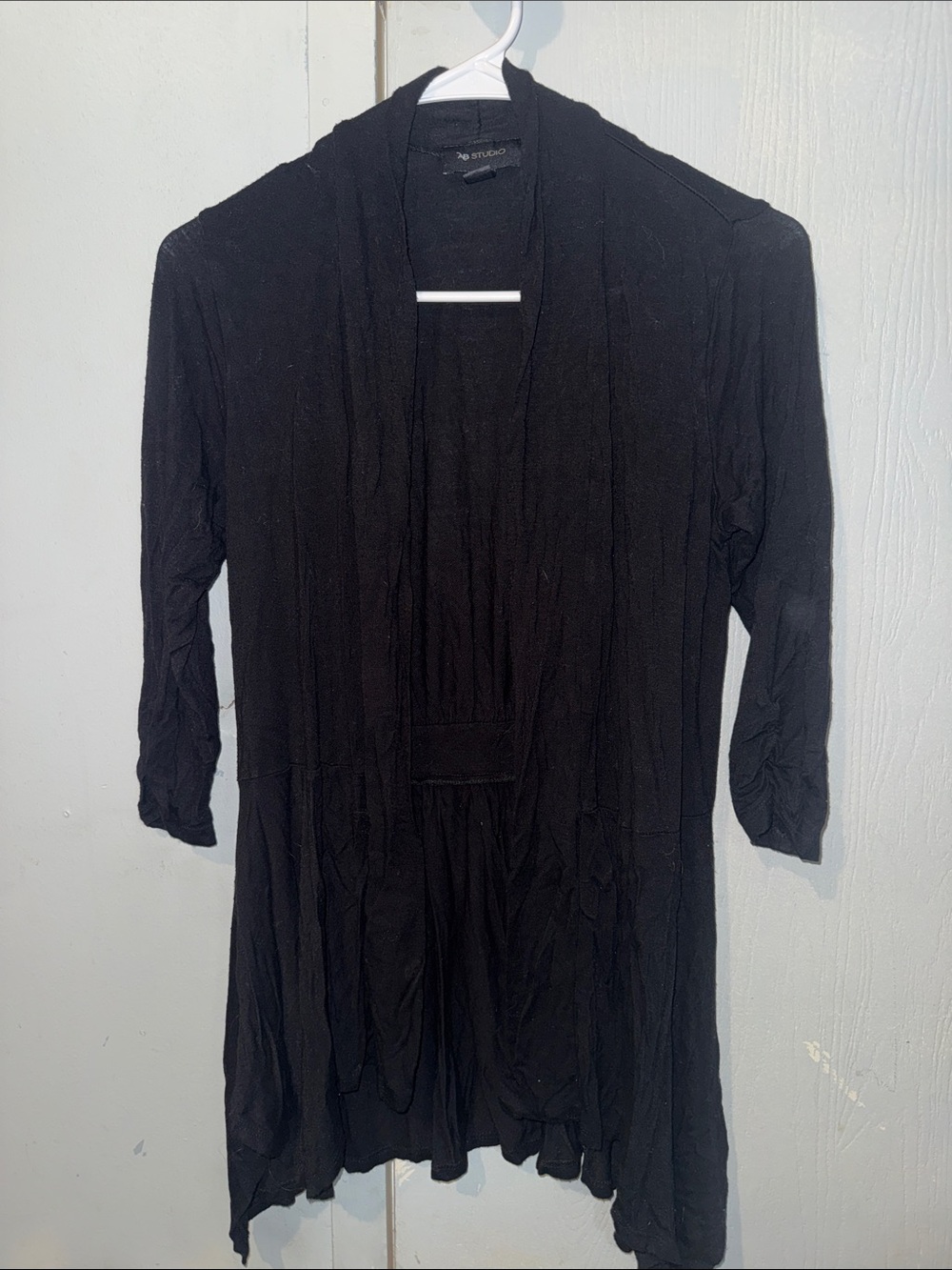 AB Studio Black Open-Front Long Cardigan